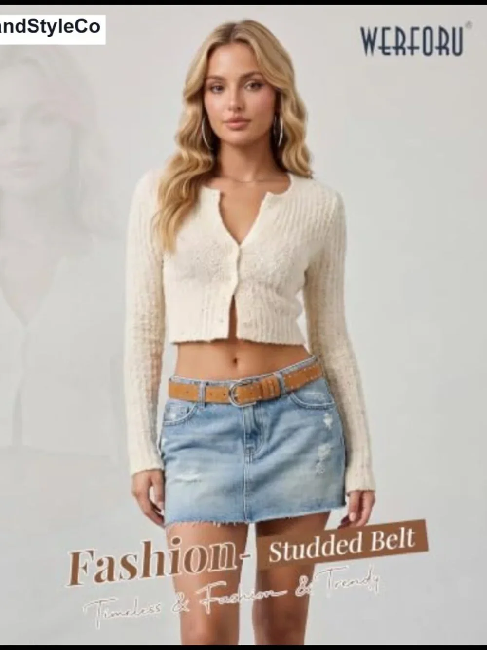 Faux Leather Studded Belt for Women with Silver Buckle